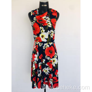 Women's knit print flower dress